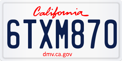CA license plate 6TXM870