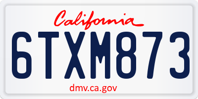 CA license plate 6TXM873