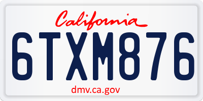 CA license plate 6TXM876