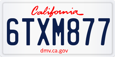 CA license plate 6TXM877