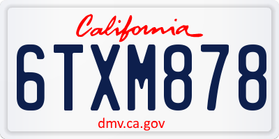 CA license plate 6TXM878