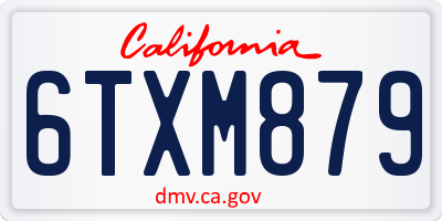 CA license plate 6TXM879