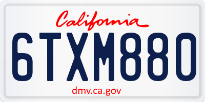 CA license plate 6TXM880