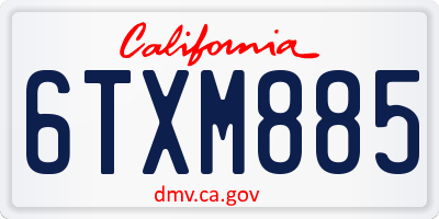 CA license plate 6TXM885