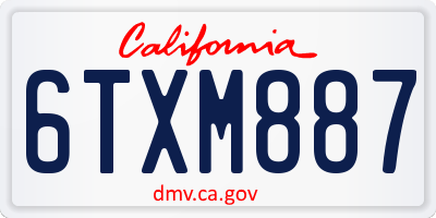 CA license plate 6TXM887