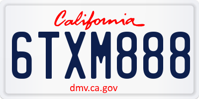 CA license plate 6TXM888