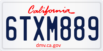 CA license plate 6TXM889