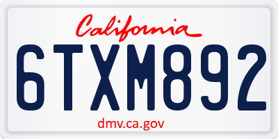 CA license plate 6TXM892