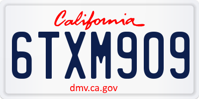 CA license plate 6TXM909
