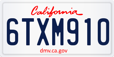 CA license plate 6TXM910