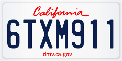 CA license plate 6TXM911