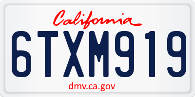 CA license plate 6TXM919