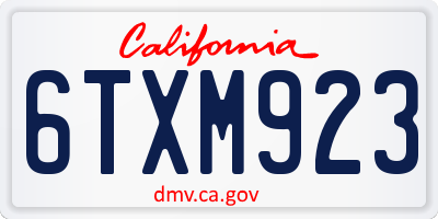 CA license plate 6TXM923