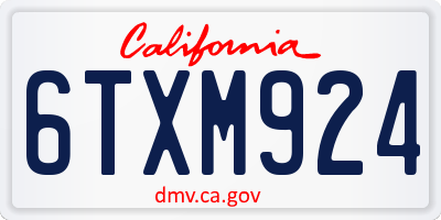 CA license plate 6TXM924