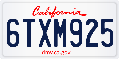 CA license plate 6TXM925