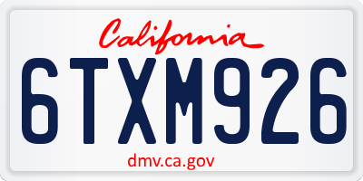 CA license plate 6TXM926
