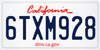 CA license plate 6TXM928