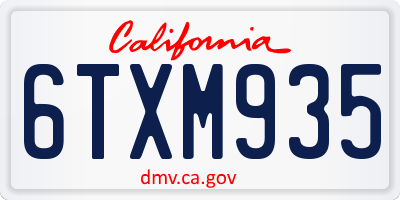 CA license plate 6TXM935