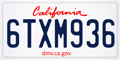 CA license plate 6TXM936
