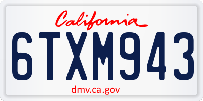 CA license plate 6TXM943