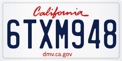 CA license plate 6TXM948
