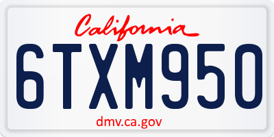 CA license plate 6TXM950