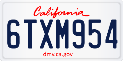 CA license plate 6TXM954