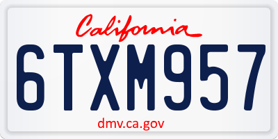 CA license plate 6TXM957