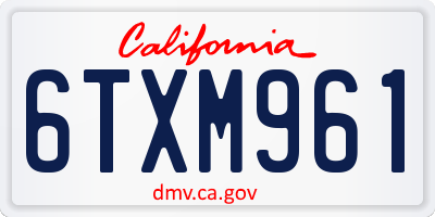 CA license plate 6TXM961