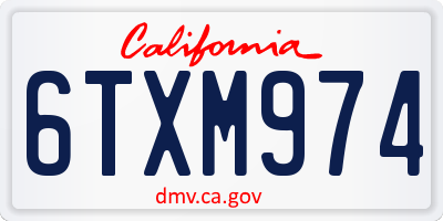 CA license plate 6TXM974