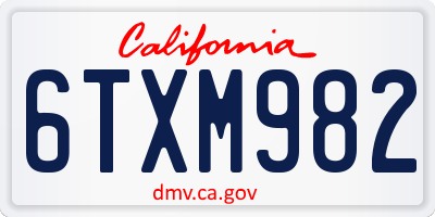 CA license plate 6TXM982