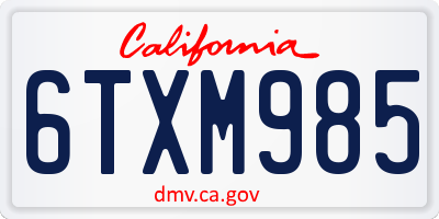 CA license plate 6TXM985