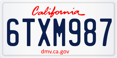CA license plate 6TXM987