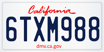 CA license plate 6TXM988