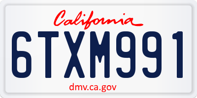 CA license plate 6TXM991