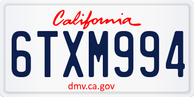 CA license plate 6TXM994