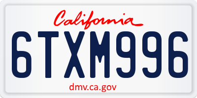 CA license plate 6TXM996