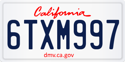 CA license plate 6TXM997