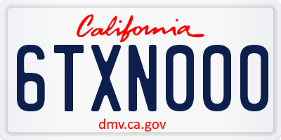 CA license plate 6TXN000