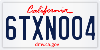 CA license plate 6TXN004
