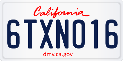 CA license plate 6TXN016