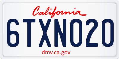 CA license plate 6TXN020