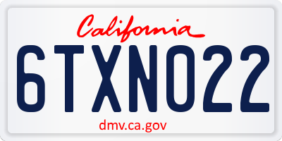 CA license plate 6TXN022