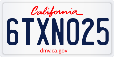 CA license plate 6TXN025