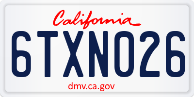 CA license plate 6TXN026