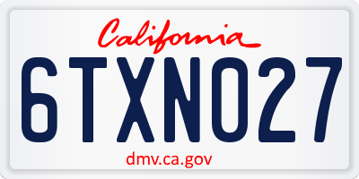 CA license plate 6TXN027