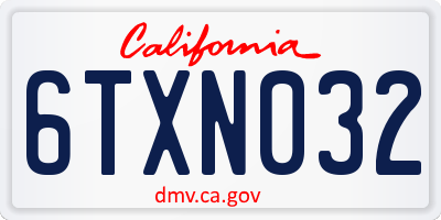 CA license plate 6TXN032