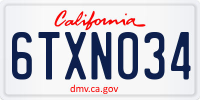 CA license plate 6TXN034
