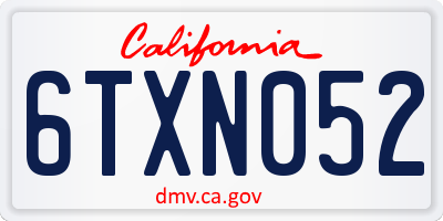 CA license plate 6TXN052