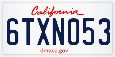 CA license plate 6TXN053